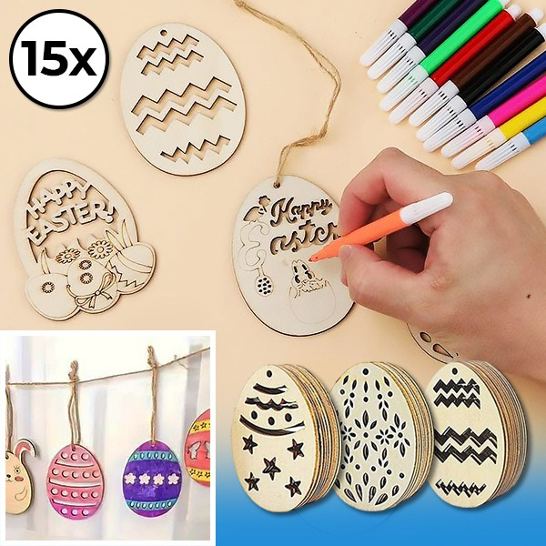 Lihavõttepühade puidust munad (15tk) | EGGNAMENTIFY