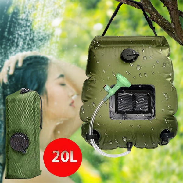 Sisseehitatud termomeetriga päikeseenergiaga matkadušš (20L) | SHOWDY